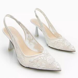 Betsey Johnson Ivory Nikki Slingbacks Size 8.5